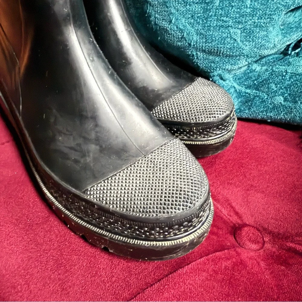 Burberry - Check Knit Cuff Winter Rain Boots - Women’s 7.5 38